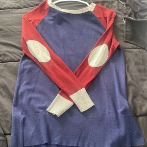 Kashmir sweater top, super cute patches on the elbows.